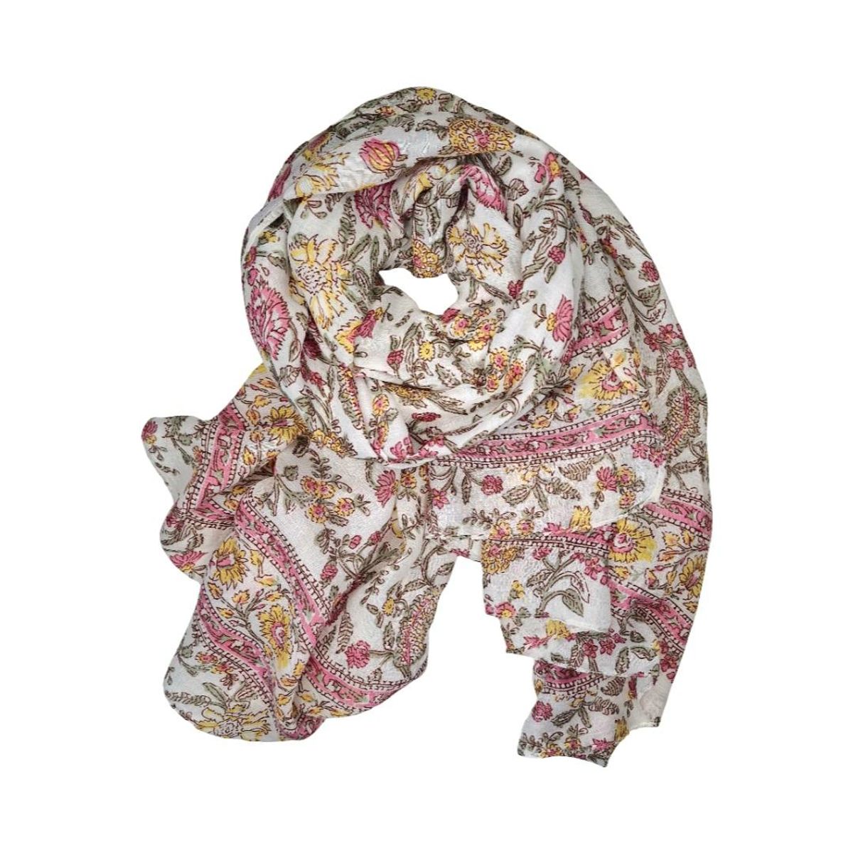 C264 Skjerf viscose/bomull småblomstret - multi rose