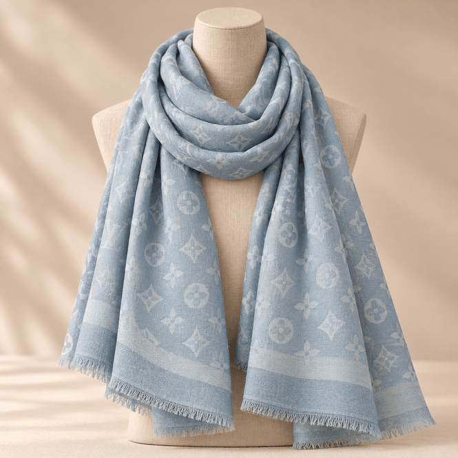 Hovedbilde RY23014 Skjerf ullmix - jeans blå