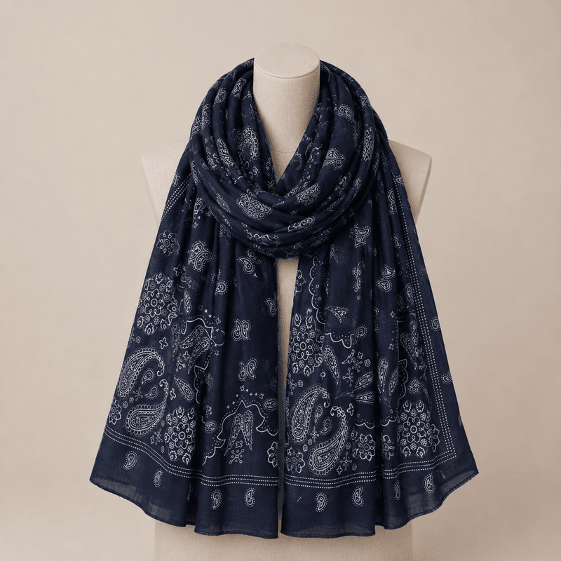 C311 Skjerf viscose  - marine blå