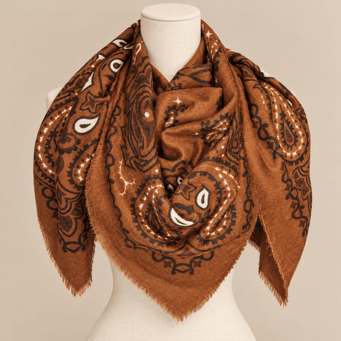 Hovedbilde CN110-02 Firkantet skjerf ullmix - tobacco brun