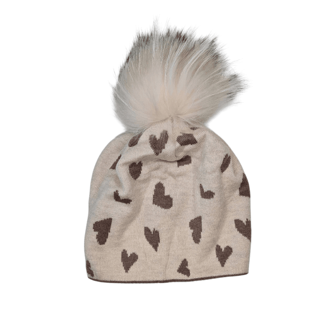 Hovedbilde YY09 Lue hjerte ullmix - beige