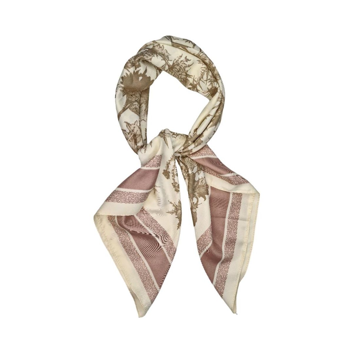 FJ309 Firkantet skjerf 90x90cm - beige/rosa