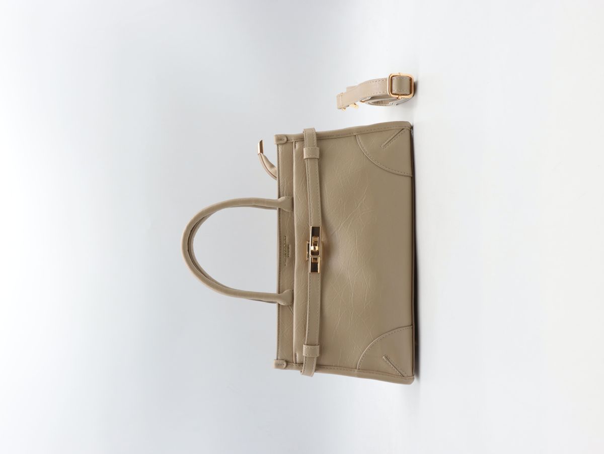 FL9902 Veske imitert krakilert skinn - beige/taupe