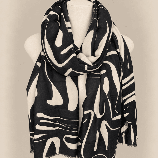 Hovedbilde Vanlig skjerf viscose abstrakt  - sort