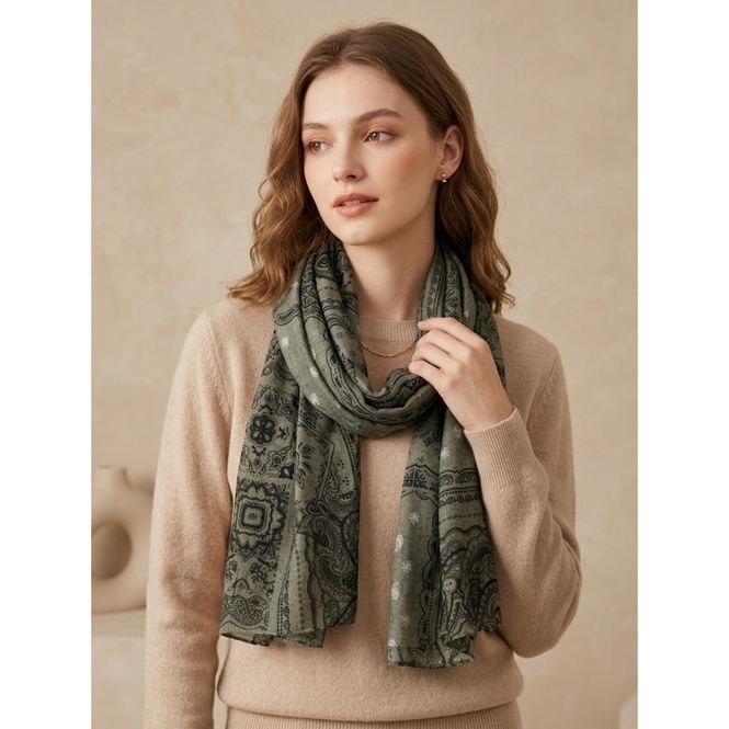 Hovedbilde C302 Skjerf viscose  - army grønn
