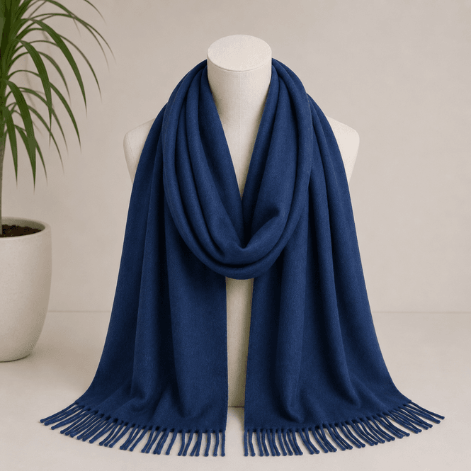 Hovedbilde 412 Ensfarget skjerf i viscose - navy blå
