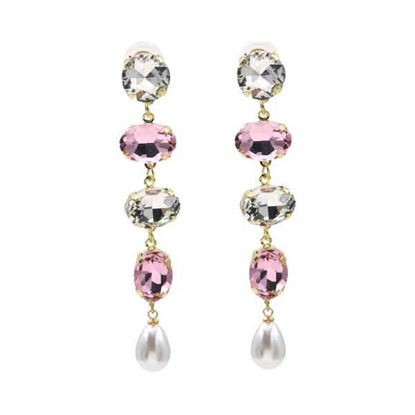 Hovedbilde E1145-002G  Ørepynt bling m/perle  - rosa ...