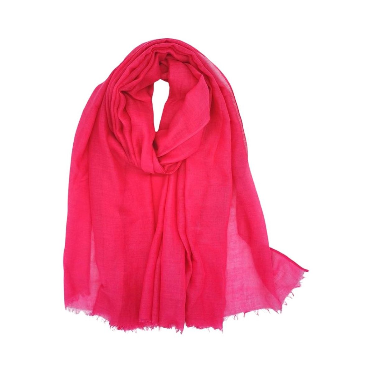 AA04 Ensfarget skjerf i bomullmix - bright rosa #30