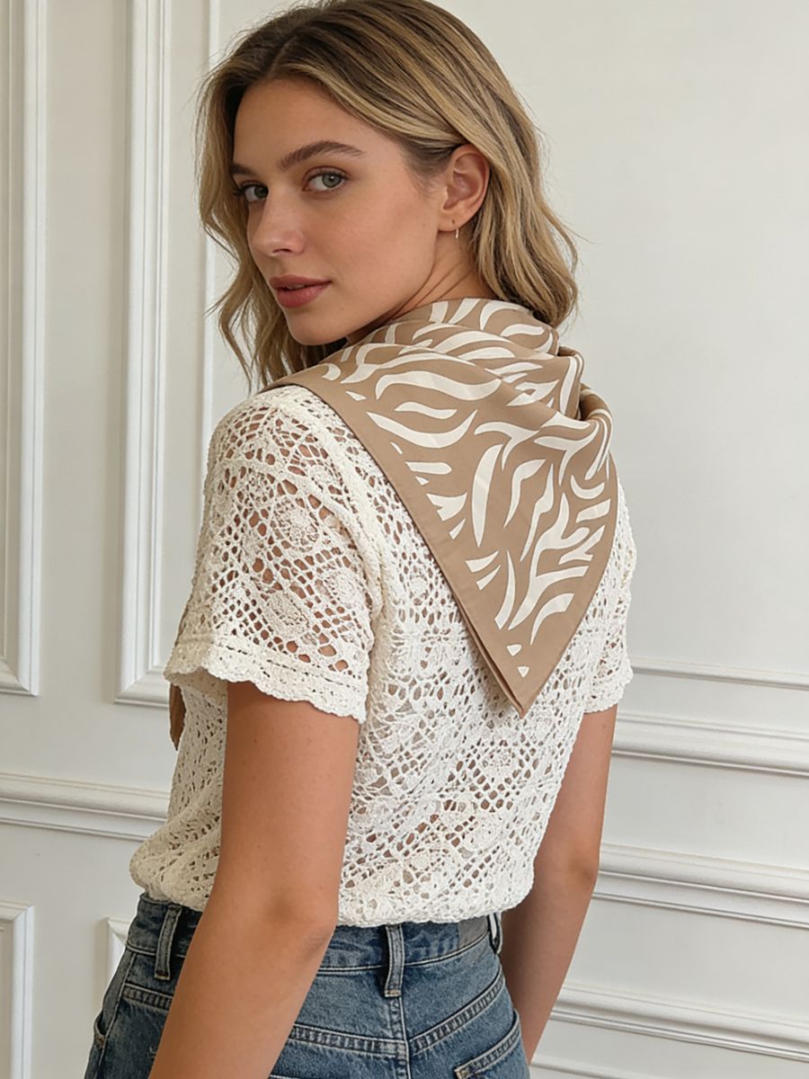 FJ317 Firkantet skjerf 90x90cm - beige