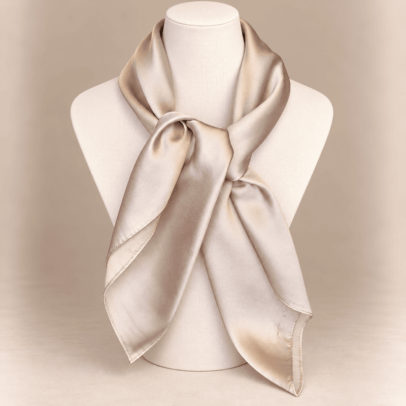 Ensfarget skjerf silkelook - champagne taupe
