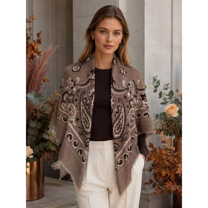 Hovedbilde FA37296 Firkantet skjerf ullmix -taupe