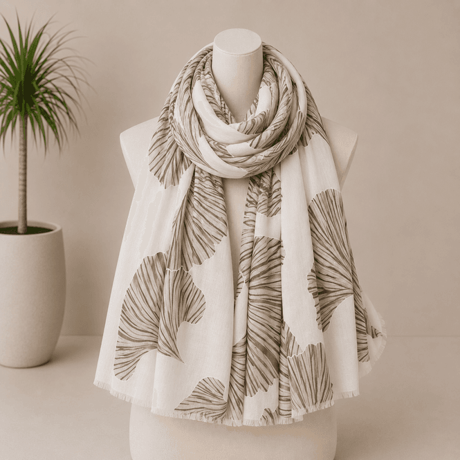 Hovedbilde RE-J215 Skjerf viscose  - beige/offwhite