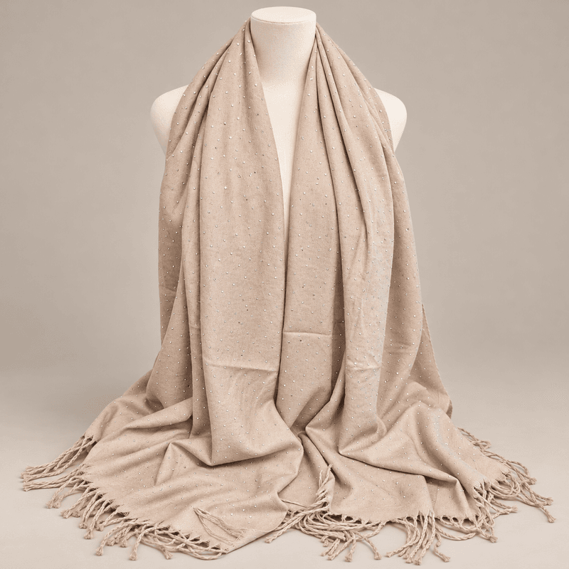 Mellomtykt skjerf m/bling - beige