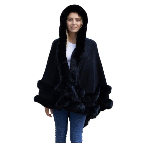 Hovedbilde Fuskepels prinsesse cape Onesize - sort KUN 1STK