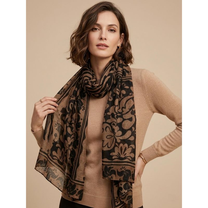 C301 Skjerf viscose  - brun/taupe