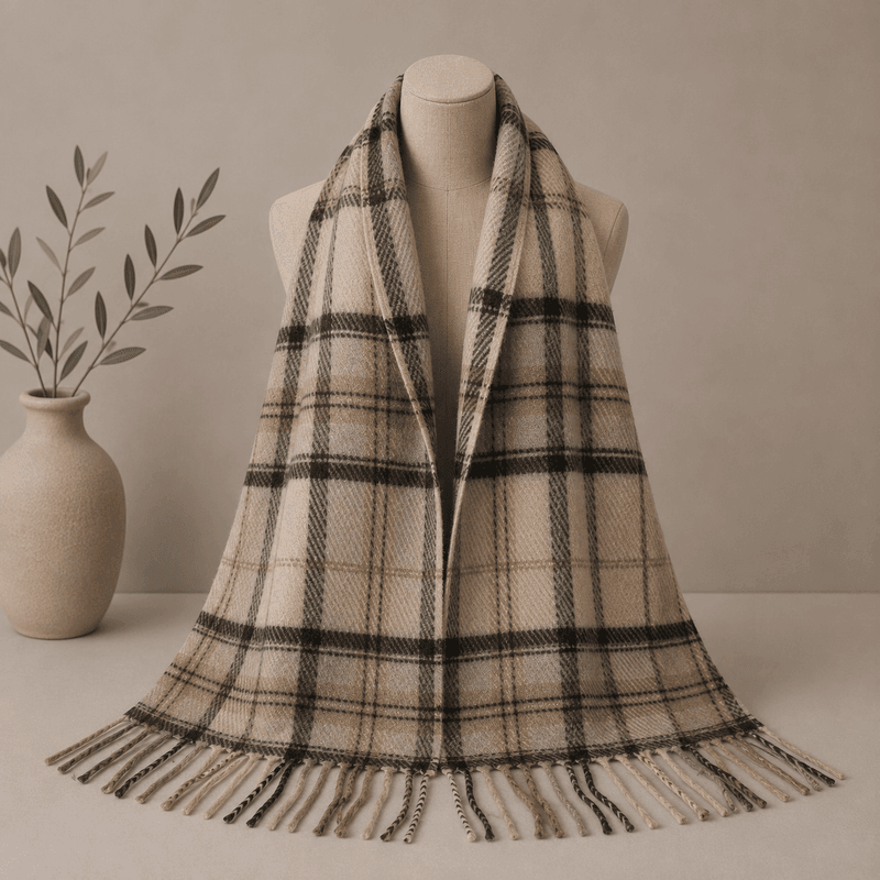 RE-L40 Skjerf ullmix - beige/brun